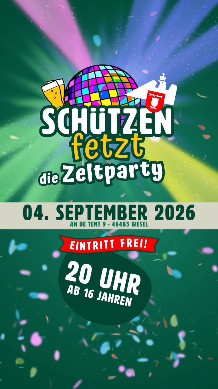 Party für alle Jungschützen 🥳 Freitag am 04. September. Ab 20:00 Uhr freier Eintritt ab 16 Jahren. #schützenverein #wesel #jungschützen